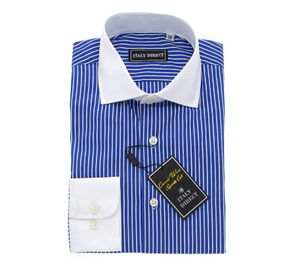 Royal Blue & White Stripe Sport Fit Casual Shirt Italy Direct Royal Blue & White Stripe Sport Fit Casual Shirt Italy Direct
