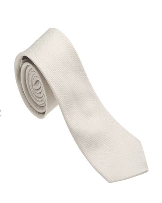 White 100% Woven Silk Necktie