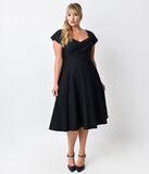MadStyle MadMen Swing Dress in Black - Plus Sizes Available