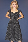 MadStyle MadMen Swing Dress in Black with White Dots