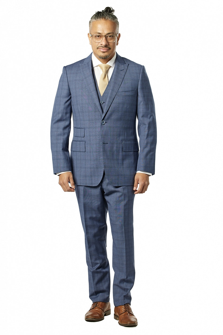 Green Slim Fit 3 Piece Suit Check Pattern