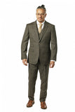 Modern Fit Brown Check Three Piece Suit B-3P-603