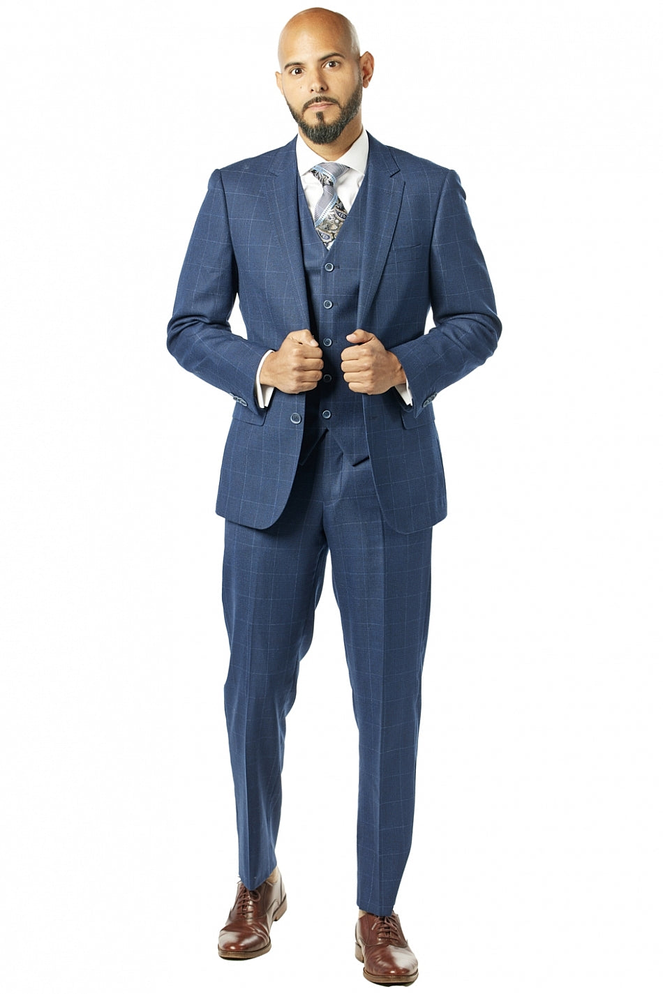 ROSS - Grey Check Three Piece Suit | Three piece suit wedding, Mens fashion  suits, Designer suits for men