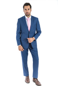Modern Fit Royal Blue Sharkskin Two Piece Suit B-Royal Blue