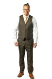 Classic Fit Brown Sharkskin Three Piece Suit ST-3P-406
