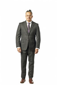 Classic Fit Charcoal Grey Check Two Piece Suit ST-405